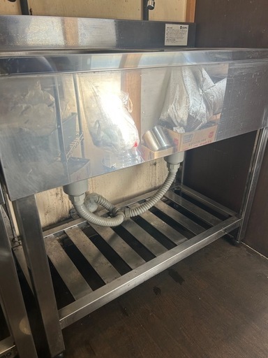商談中【購入注意点有り】 業務用2槽シンク＋1槽シンク