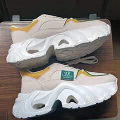 新品 24.5cm レディース スニーカー ホワイト 厚底 シューズ【2000-479-S】の画像