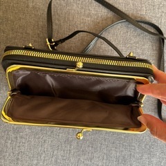 キルティング スマホ、お財布ショルダー 黒の画像