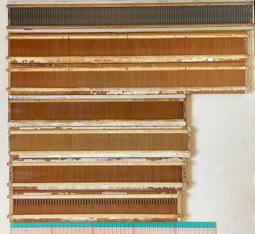 竹筬　竹6本 金1本　広幅　機織道具　手織り道具 古民具 機織り 織物 おさ 筬 座繰り機 枠 保管商品 ジャンク アンティーク