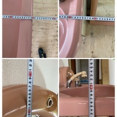 ピンクの可愛い洗面化粧台　上下セットの画像