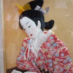 額に入ってる布の貼り絵の画像
