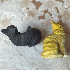 猫 2匹 置物 黒猫 アンティーク の画像
