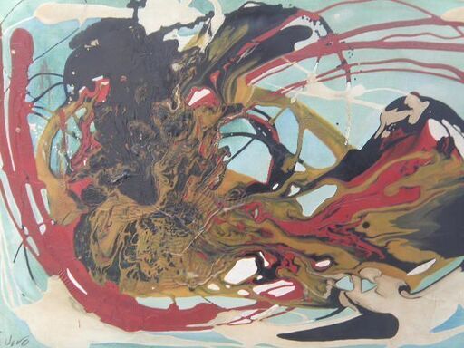 人気が高い S.UENO作 画題不明=無題 アンフォルメル 大型油絵作品P50号 絵画