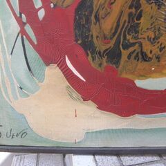  S.UENO作 画題不明=無題 大型油絵作品P50号 アンフォルメル・抽象表現主義 取りに来ていただける方受け渡し日時自由の画像