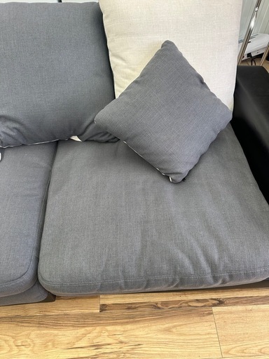 美品　ニトリ ソファ 3人用布張りソファ (キングダム3KD) ソファーグレー黒 定価13万