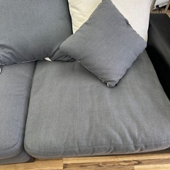 美品　ニトリ ソファ 3人用布張りソファ (キングダム3KD) ソファーグレー黒 定価13万の画像