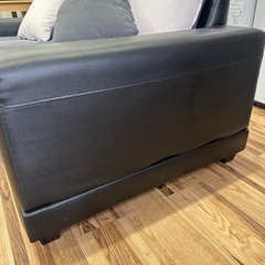 美品　ニトリ ソファ 3人用布張りソファ (キングダム3KD) ソファーグレー黒 定価13万の画像