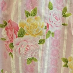  浴衣 140　キッズ　バラ　花柄　ピンク　おはしょり付　の画像