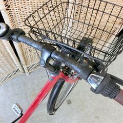 シティサイクル 26インチ 赤 レッド ライト付き 自転車 鍵付き 6段変速 カゴ付き POZZAT ママチャリ 軽快車 札幌 西区 西野店の画像