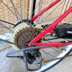 シティサイクル 26インチ 赤 レッド ライト付き 自転車 鍵付き 6段変速 カゴ付き POZZAT ママチャリ 軽快車 札幌 西区 西野店の画像