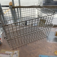 【無印良品 ステンレスワイヤーバスケット】 約幅37×奥行26×...