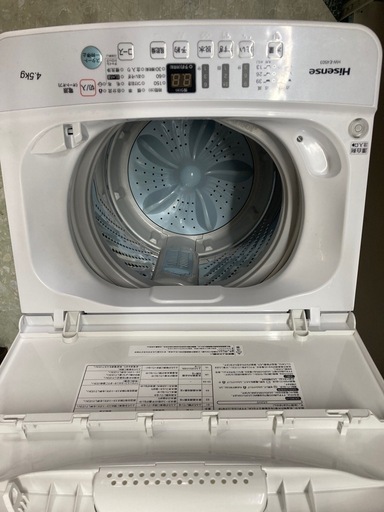 ハイセンス 4．5kg全自動洗濯機 オリジナル ホワイト HW-E4503  リサイクルショップ宮崎屋　住吉店25.6.29