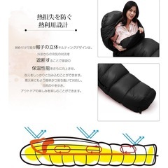 新品⭐️寝袋 シュラフ　ブラック　丸洗い可能 オールシーズン　軽量 保温 -15度耐寒 防水　 マミー型  キャンプ アウトドアの画像