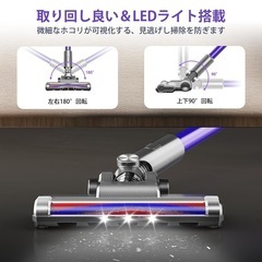 掃除機 コードレス【2025革新モデル&55Kpa超強力吸引&ホコリ自動検知＆LED液晶ディスプレイ&収納充電スタント付き】コードレス掃除機 軽量 サイクロン550Ｗ 60分長時間稼働 絡まないヘッド 2WAY 3段吸引力 HEPA多重濾過 着脱式バッテリー LEDライト付 フロア/カーペット/カーテン/ソファ/車に適用 家庭用 PSE認証済みの画像