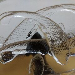 鮎★ガラス製皿★浮き彫り★置物★飾り皿★直径30cmの画像