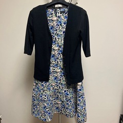 Sサイズ  切り替え ワンピース  MIXXO ブルー 花柄の画像