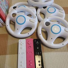 wii 本体+ソフト(5個)+ｺﾝﾄﾛｰﾗｰ(3個)+ﾊﾝﾄﾞﾙ(5個)セットの画像