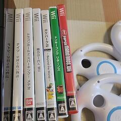 wii 本体+ソフト(5個)+ｺﾝﾄﾛｰﾗｰ(3個)+ﾊﾝﾄﾞﾙ(5個)セットの画像