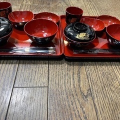 お食い初め膳 百日祝い食器セット×2の画像