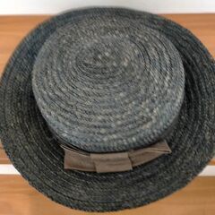 【中古】黒　麦わら帽子　カンカン帽　女性用の画像