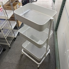 【リサイクルサービス八光】幅44.5㎝　ホワイト　バスケットトローリーワゴンの画像