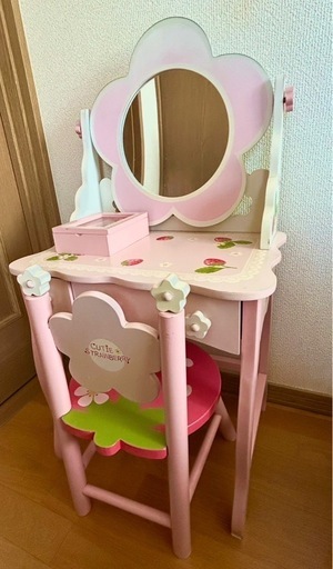 【13日までの掲載】鏡台　おもちゃ　木製　子ども用　ピンク