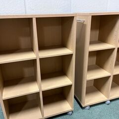 アイリスオーヤマ 木製 2列3段 本棚 2台セット 収納棚 飾り棚 キャスター付 幅55cm×奥行26cm×高さ85cm の画像