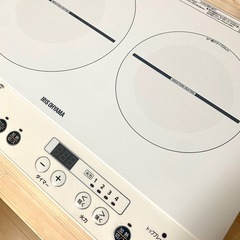 【アイリスオーヤマ】2口IH コンロ 調理器 2022年製　音声ガイダンスの画像