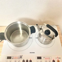 【アイリスオーヤマ】2口IH コンロ 調理器 2022年製　音声ガイダンスの画像