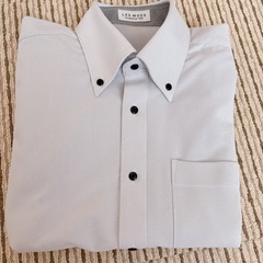 メンズ 半袖ワイシャツ L グレーの画像