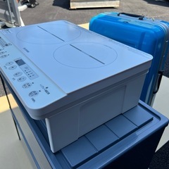 💕アイリスオーヤマ 2口 IHコンロ IHクッキングヒーター 1400W 100V 脚付き ホワイト IHK-W12S-Wの画像