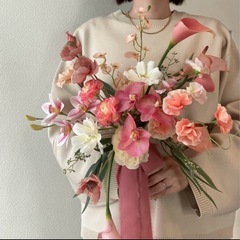 アーティフィシャルフラワー ウエディングブーケ　ブートニア　セットの画像