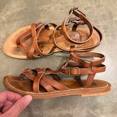 【K.JACQUES】カージャック　レザー　
レースアップサンダルの画像