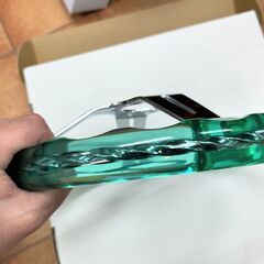 カスタム ツイスト アクリル クリア クリスタル ステアリング 緑 ハンドル 約35φ 14インチ ローライダー 旧車 ホットロッド キャルルック ヒットマンの画像