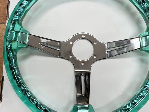 新品・未使用品 アクリル ツイスト ステアリング クリアー 3スポーク ① カスタム ツイスト アクリル クリア クリスタル ステアリング 緑