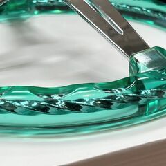 カスタム ツイスト アクリル クリア クリスタル ステアリング 緑 ハンドル 約35φ 14インチ ローライダー 旧車 ホットロッド キャルルック ヒットマンの画像