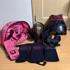 【美品】中学剣道防具、防具袋一式 西日本武道具 剣道 防具セット BLUS 6mm 総織刺（面紐・面乳革付