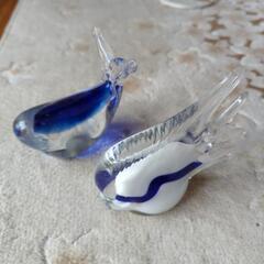 クジラと熱帯魚のガラスの置物 オブジェ 2個セット