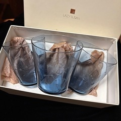 LAZY SUSAN 夜空ダークブルー 星座模様 ガラス タンブラー 3個セットの画像