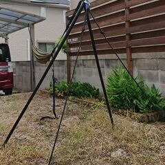 自作ハンモックスタンド＋ハンモック用ロープ2本＋40㎝異形ロープ...