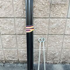 自作ハンモックスタンド＋ハンモック用ロープ2本＋40㎝異形ロープ止め2本つきの画像