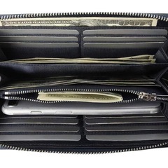 【新品】ヴァンキッシュ VANQUISH 長財布 ネイビー 牛革 ラウンドファスナーの画像