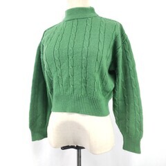80s-90s/Vintage/美品/日本製★FIORUCCI【フィオルッチ】 長袖ウールセーター【レディースM/緑/green】ケーブル編み/Tops/knit◆BJ041-fの画像