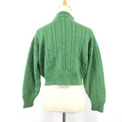 80s-90s/Vintage/美品/日本製★FIORUCCI【フィオルッチ】 長袖ウールセーター【レディースM/緑/green】ケーブル編み/Tops/knit◆BJ041-fの画像
