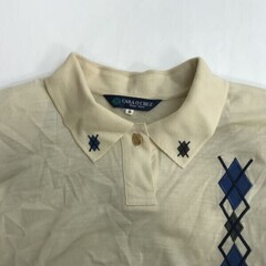 90s/Vintage/日本製★CARA O CRUZ/キャラオクルス★肩パッド/襟付きセーター/長袖ウールブラウス【9/ivory】の画像