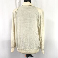 90s/Vintage/日本製★CARA O CRUZ/キャラオクルス★肩パッド/襟付きセーター/長袖ウールブラウス【9/ivory】の画像