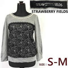 日本製★ストロベリーフィールズ/STRAWBERRY FIELDS★長袖ニットカットソー/セーター【レディースS-M/グレー/レース】Tops/Shirt◆sBH969の画像