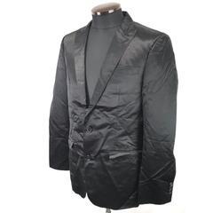 日本製★COMME CA MEN【コムサ メン】 秋冬テーラードジャケット 【メンズ48/L/黒/black/ストライプ】総裏地/シングル/Jacket◆BJ006-hの画像