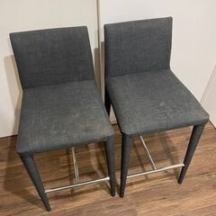 【あげます】バーチェア カウンターチェア 2脚セット 布製 ダークグレーの画像